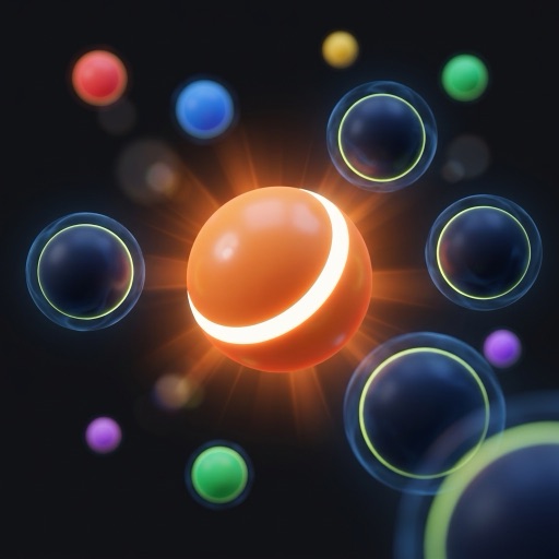 Don't Tap!: orange stop ball between dark balls